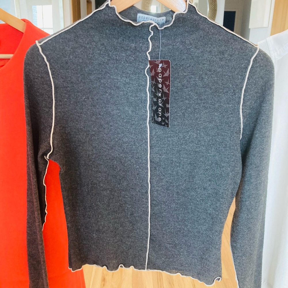 Grey Top with Contrast Stitching